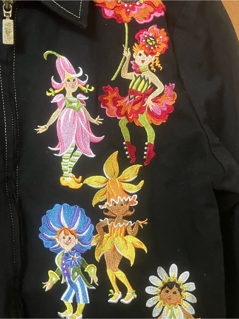 Bob Mackie Wearable Art Parade Of Flowers Black Embroidered Jacket Size Medium - Picture 6 of 12